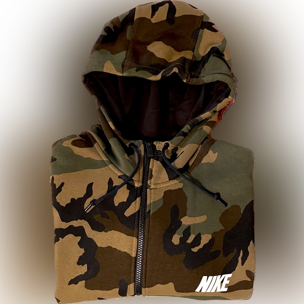 Men Nike Woodland Camo Full Zip Hoodie Size XXL